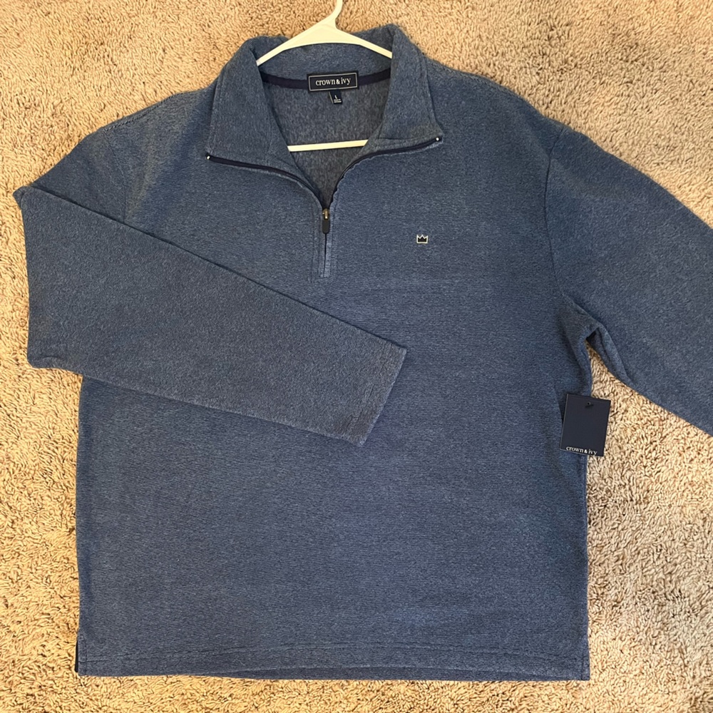Crown & Ivy Blue Zip Up Sweater
